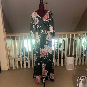 Pink Green and white floral dress